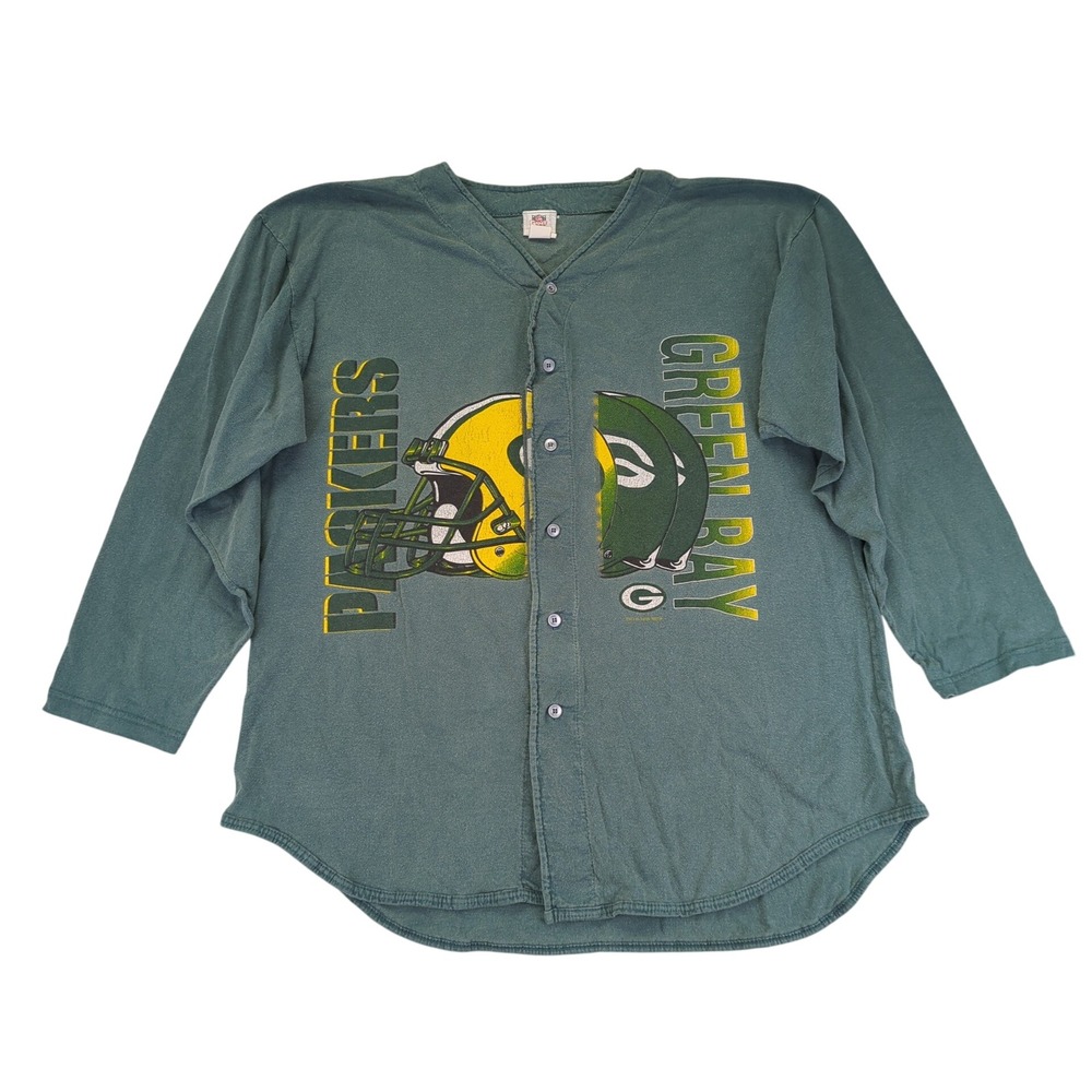 Vintage 1996 Green Bay Packers‎ NFL Game Day Button Down Baseball Jersey Large